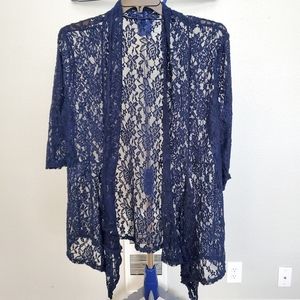 Long Sleeve Navy Lace Cardigan